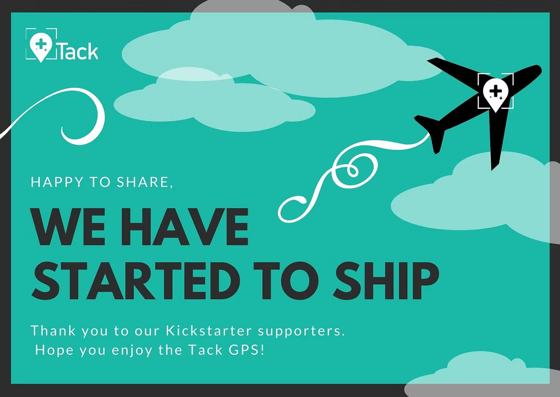 Tack GPS trackers packed in retail boxes and ready to ship to Kickstarter backers