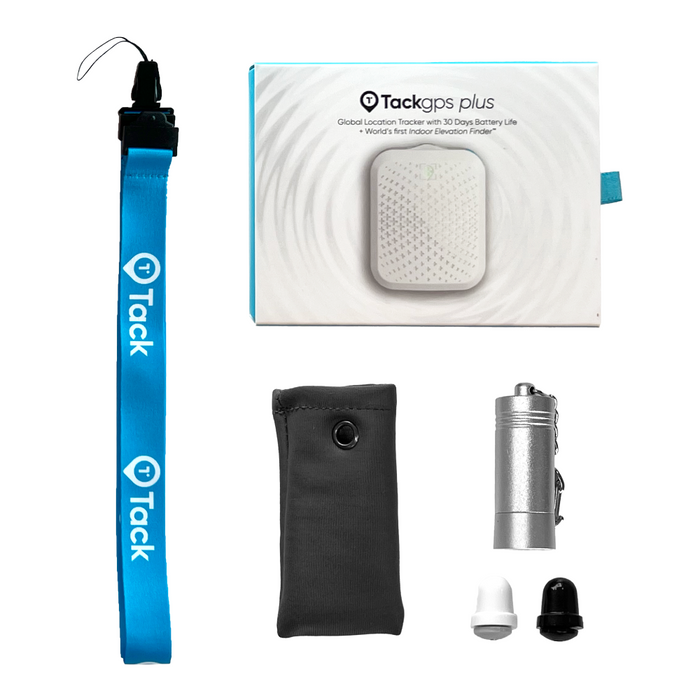 Tack GPS Plus Care Bundle for Seniors, Kids and People with Disabilities: Tracker, Breakaway Lanyard and Wonder Pin Pouch